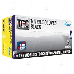 TGC Nitrile Gloves Black - Large (box/100)