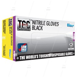 TGC Nitrile Gloves Black - Medium (box/100)