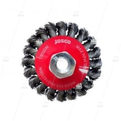 Rotary Wire Brush, 100mm x 13mm Twist Knot, with Threaded Bore