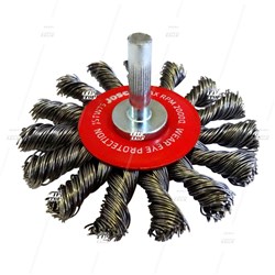 Rotary Wire Brush, 70mm x 5mm Twist Knot, with 6mm Fixed Arbour
