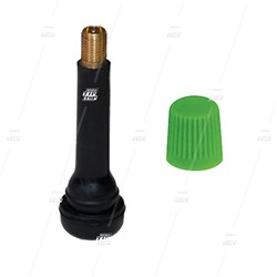 TR418 Snap-in Car Valve Long - Cores In, Green Cap (bag/100)