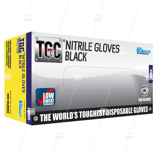 TGC Nitrile Gloves Black - Large (box/100)