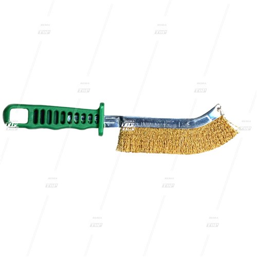 Narrow Hand Brush, Brass Wire, with Plastic Handle