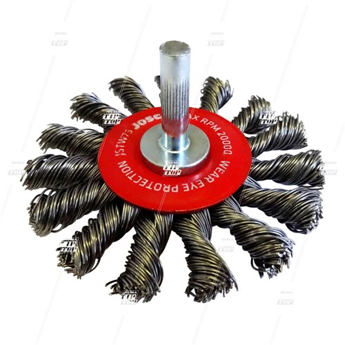Rotary Wire Brush, 70mm x 5mm Twist Knot, with 6mm Fixed Arbour