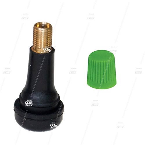 TR413 Snap-In Car Valve - Cores In, Green Cap (bag/100)