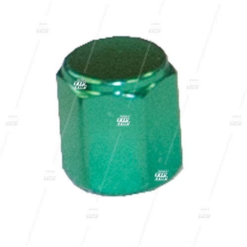 Flat Top Hex Metal Valve Cap - Green (bag/100)